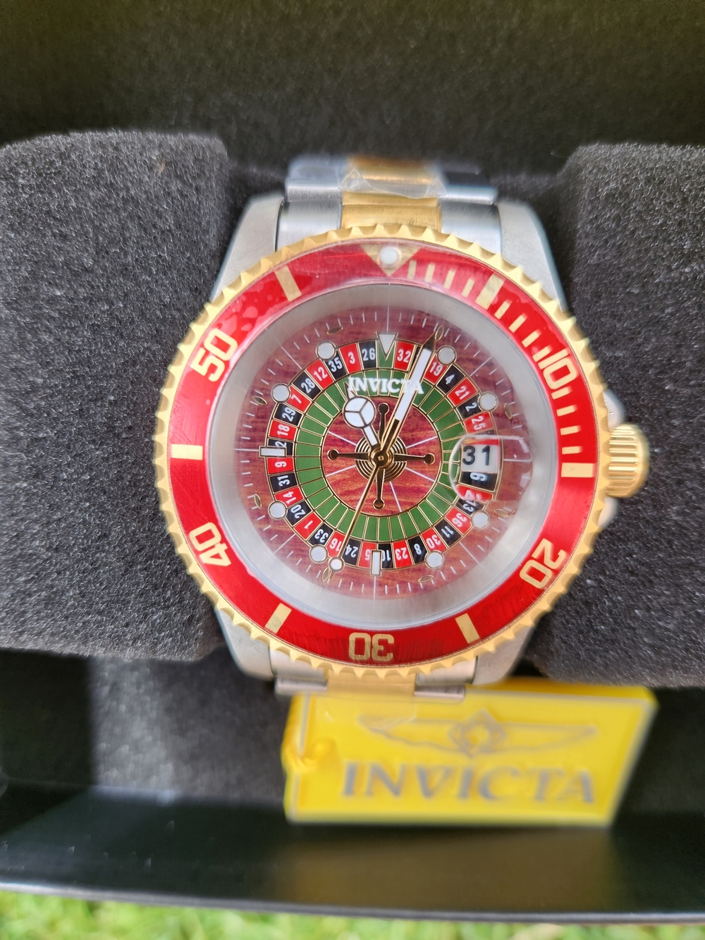 Invicta Men's Red and Gold Roulette Dial Stainless Steel Watch